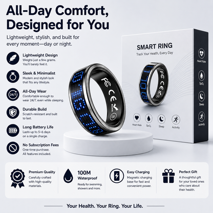 Smart Ring Track Sleep, Heart Rate & Recovery 24/7.