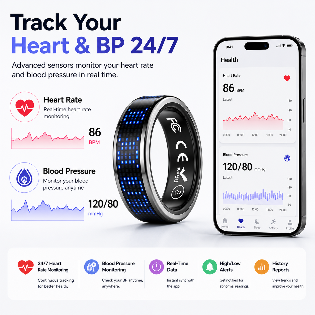 Smart Ring Track Sleep, Heart Rate & Recovery 24/7.